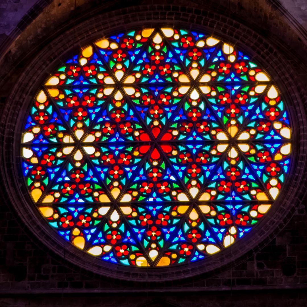 Rosetón de la catedral de Palma de Mallorca, España